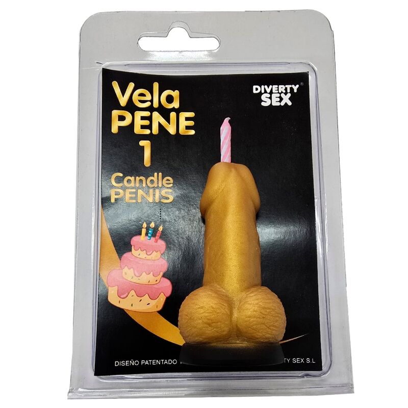 Diablo Picante Dekorationskerze Penisform Zahl 1 Gold – Produktansicht 1