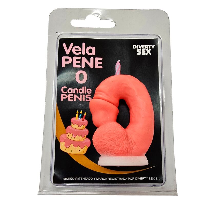 Diablo Picante Dekorationskerze Penisform Zahl 0 Rosa – Produktansicht 1