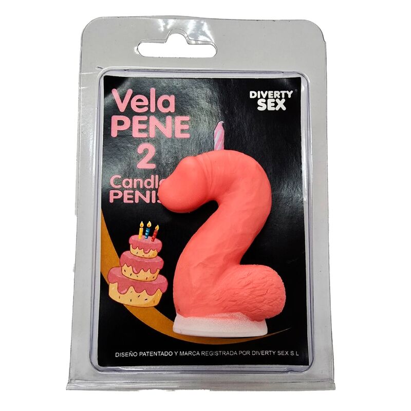 Diablo Picante Dekorationskerze Penisform Zahl 2 Rosa – Produktansicht 1