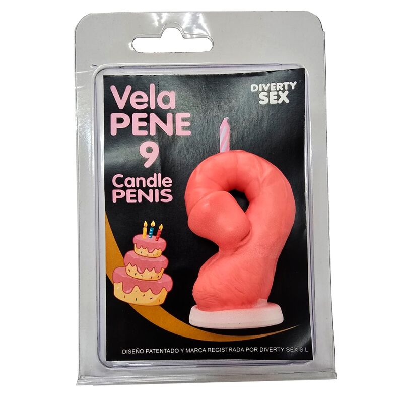 Diablo Picante Dekorationskerze Penisform Zahl 9 Rosa – Produktansicht 1