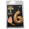 Diablo Picante Dekorationskerze Penisform Zahl 6 Gold – Produktansicht 1
