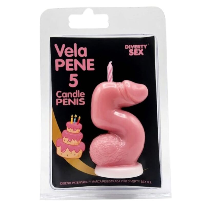Diablo Picante Dekorationskerze Penisform Zahl 5 Rosa – Produktansicht 1