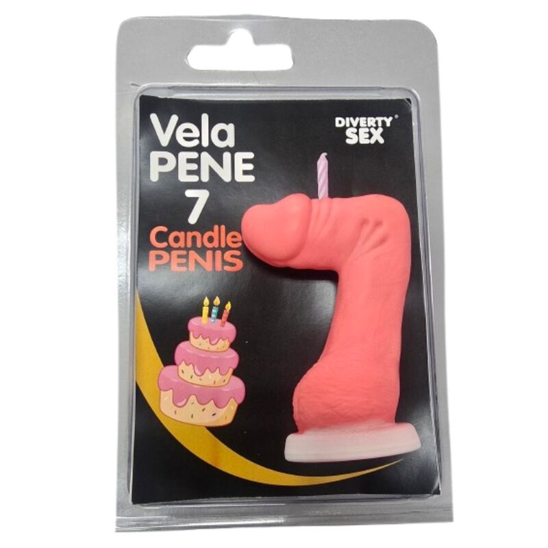 Diablo Picante Dekorationskerze Penisform Zahl 7 Rosa – Produktansicht 1