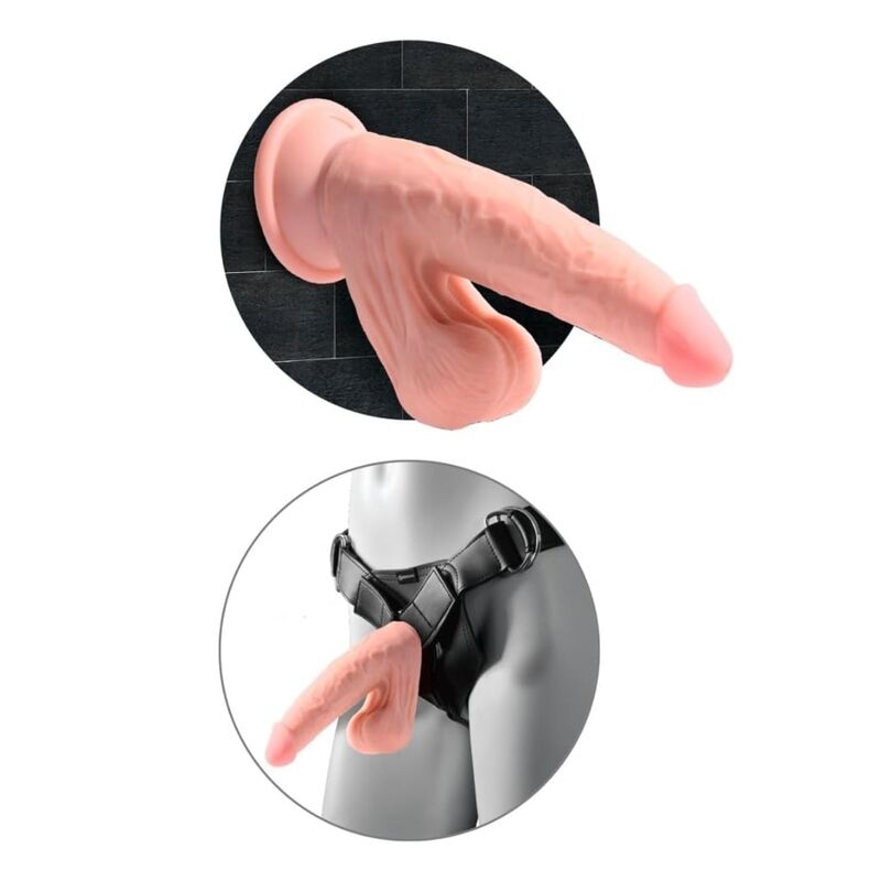KING COCK PLUS - REALISTISCHER DILDO MIT DREIFACHDICHTE UND SCHWINGENDEN HODEN, 23 CM, FLEISCH