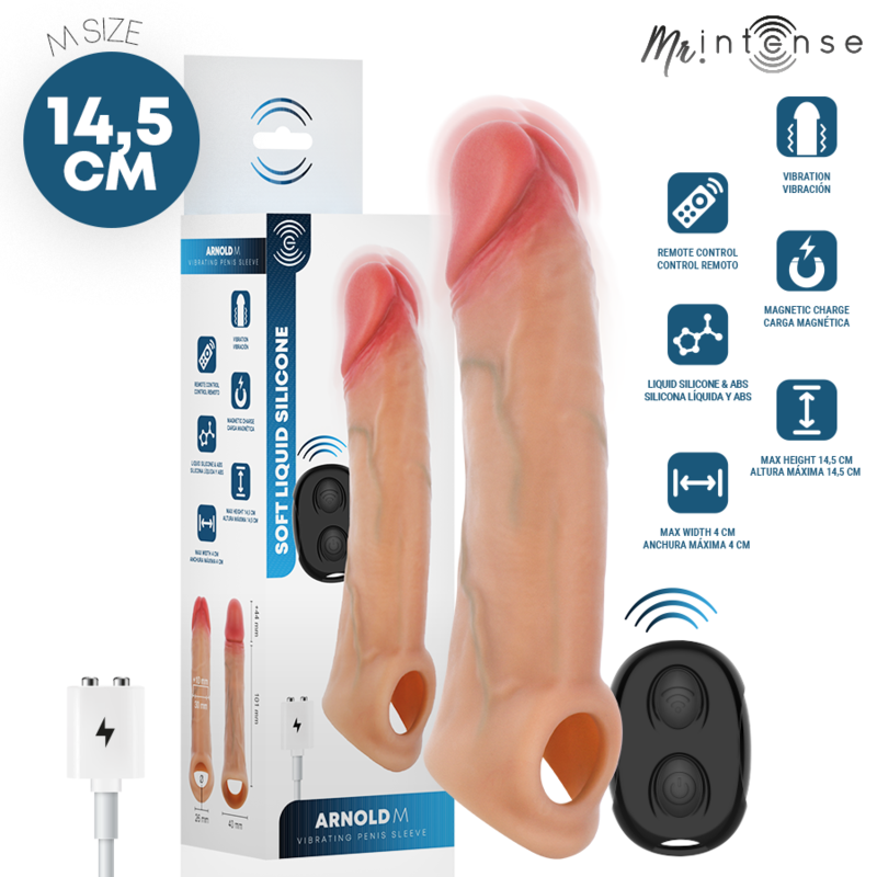 MR INTENSE - ARNOLD M VIBRATOR SILIKON-PENISHÜLLE MIT FERNBEDIENUNG 14,5 CM -Ø- 4 CM