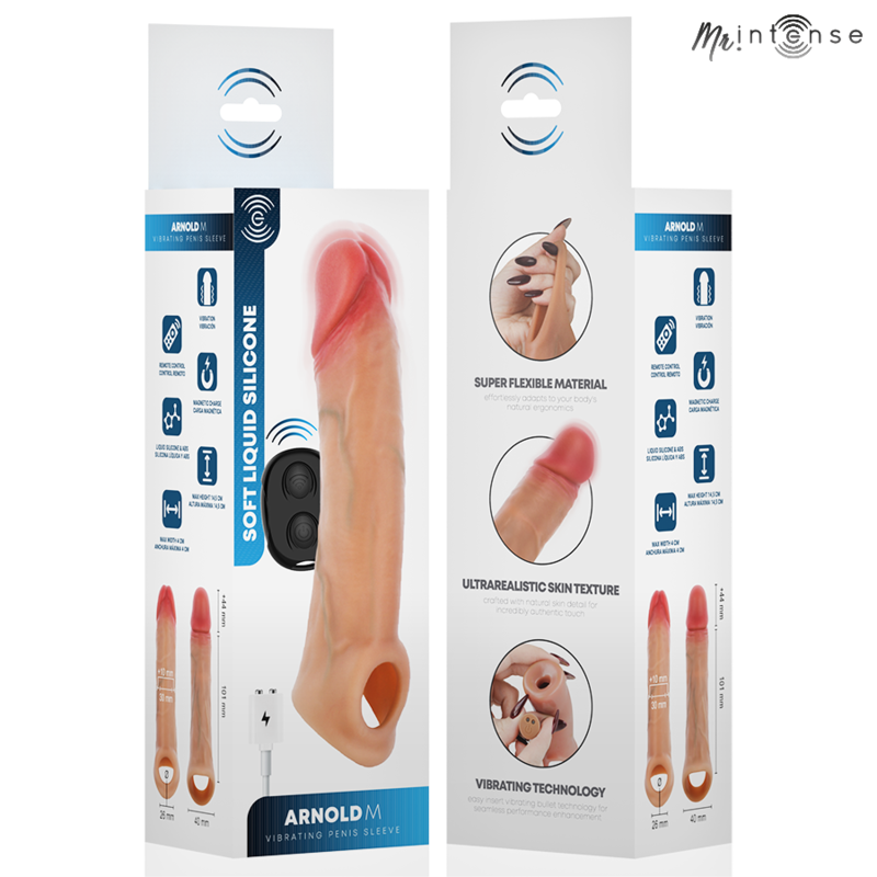 MR INTENSE - ARNOLD M VIBRATOR SILIKON-PENISHÜLLE MIT FERNBEDIENUNG 14,5 CM -Ø- 4 CM