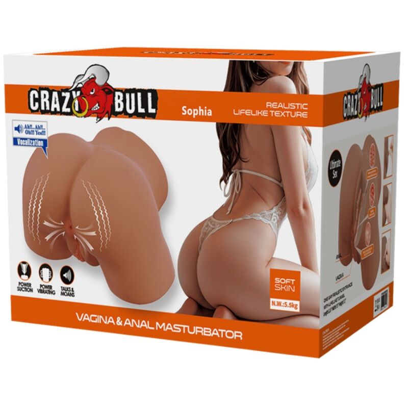 CRAZY BULL - SOPHIA REALISTISCHER WEIBLICHER PO-VIBRATOR UND SAUGER MIT TON 5,5 KG