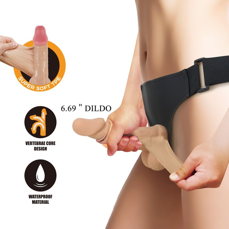Pretty Love Zane Strap-on-Set 17 cm – Natur