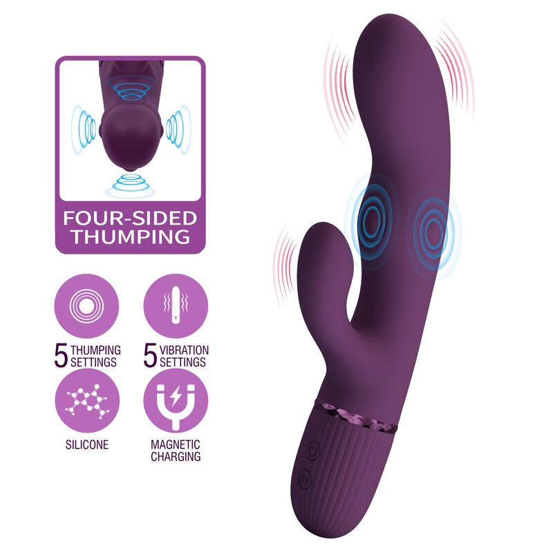 PRETTY LOVE - ZACH WIEDERAUFLADBARER HASE-VIBRATOR MIT STOSSFUNKTIONEN UND 5+5 FUNKTIONEN