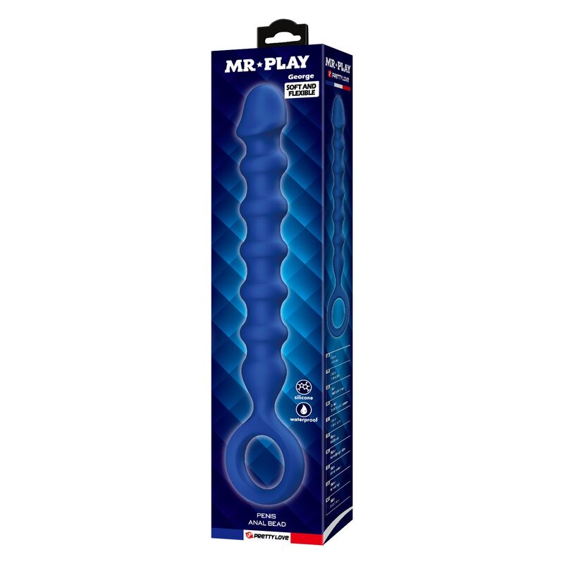 MR PLAY – BLAUE SILIKON-ANALPERLEN &AMP; ANALPLUG – Ø – 3,4 CM – 28,5 CM