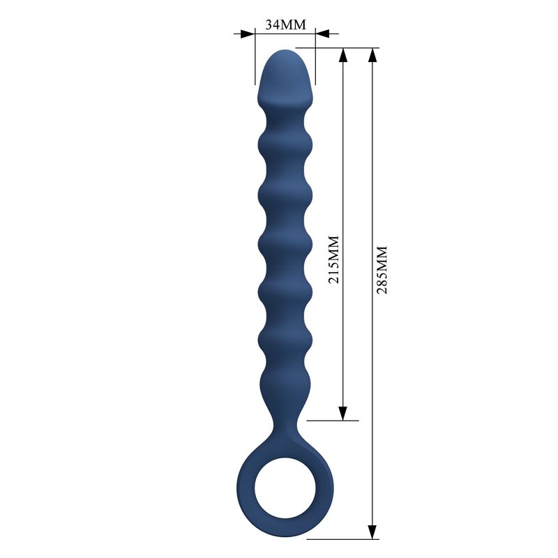 MR PLAY – BLAUE SILIKON-ANALPERLEN &AMP; ANALPLUG – Ø – 3,4 CM – 28,5 CM