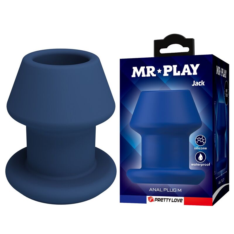 MR PLAY - JACK BLUE SILIKON-HOLZ-ANALPLUG GRÖSSE M