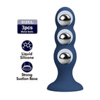 MR PLAY - ANALPLUG MIT METALLKUGELN UND SAUGNAPF, BLAU