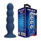 MR PLAY - ANALPLUG MIT 4 METALLKUGELN UND SAUGNAPF, BLAU