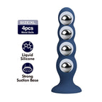 MR PLAY - ANALPLUG MIT 4 METALLKUGELN UND SAUGNAPF, BLAU