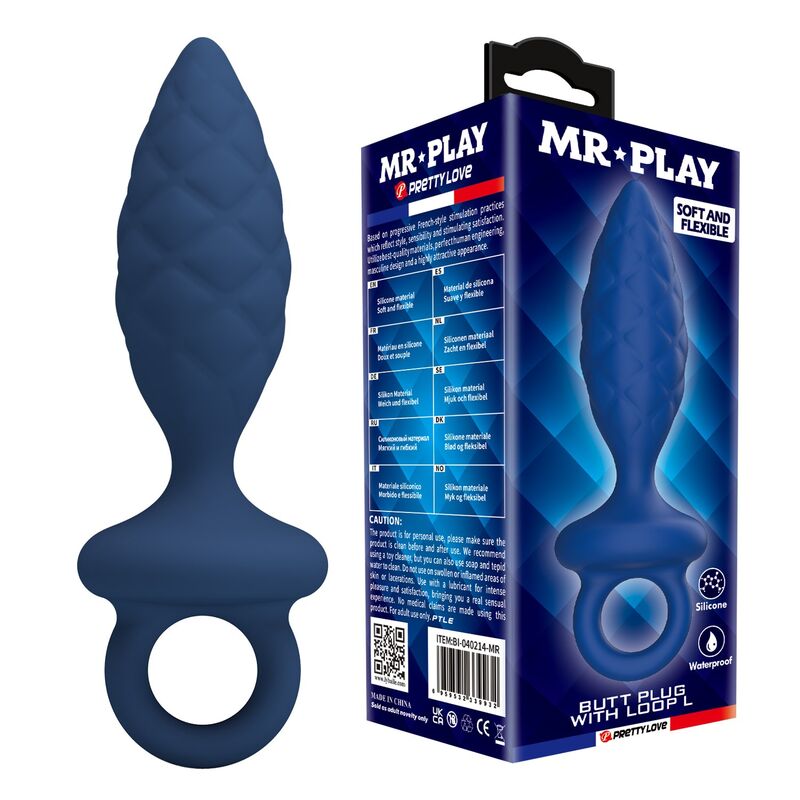 MR PLAY - STRUKTURIERTER ANALPLUG MIT RING BLAU L