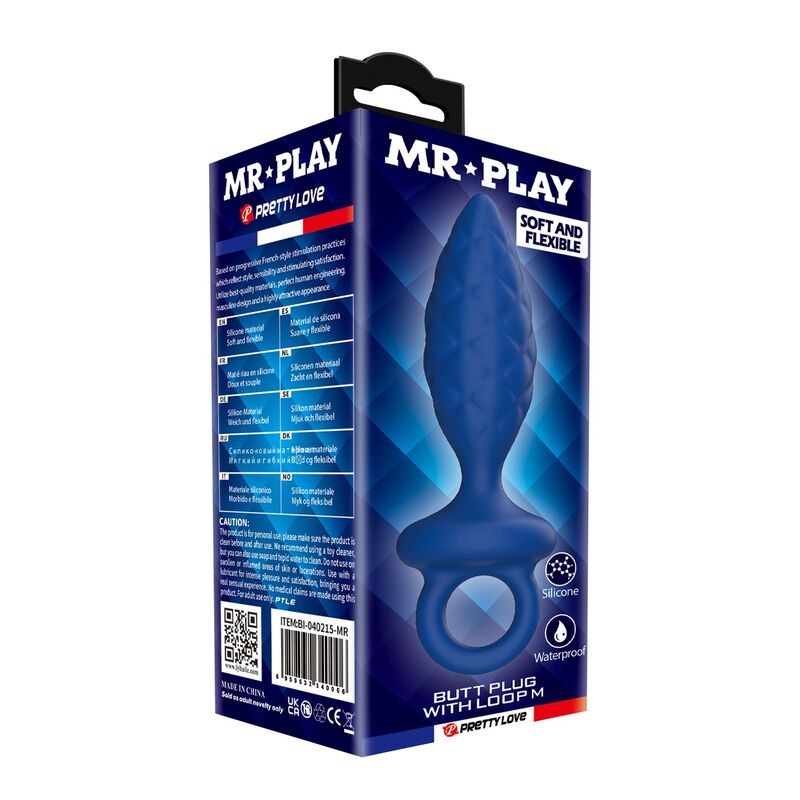 MR PLAY - STRUKTURIERTER ANALPLUG MIT RING BLAU M