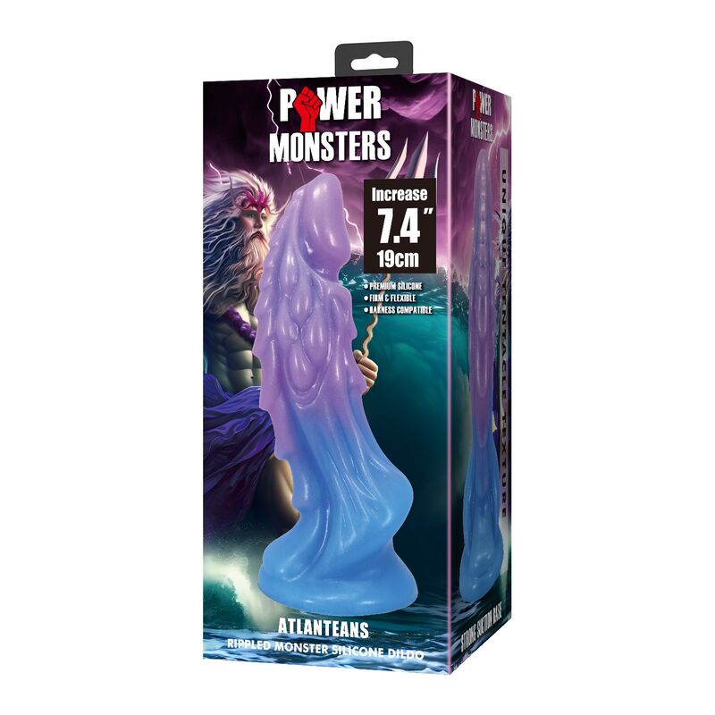 POWER MONSTERS - ATLANTEANS REALISTISCHER DILDO MIT SAUGNAPF 19 CM Ø 5 CM BLAU & LILA