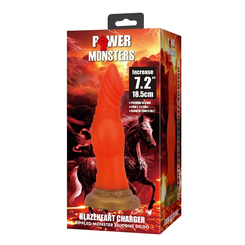 POWER MONSTERS - BLAZEHEART CHARGER FANTASY SILIKONDILDO 18,5 CM Ø 4,5 CM