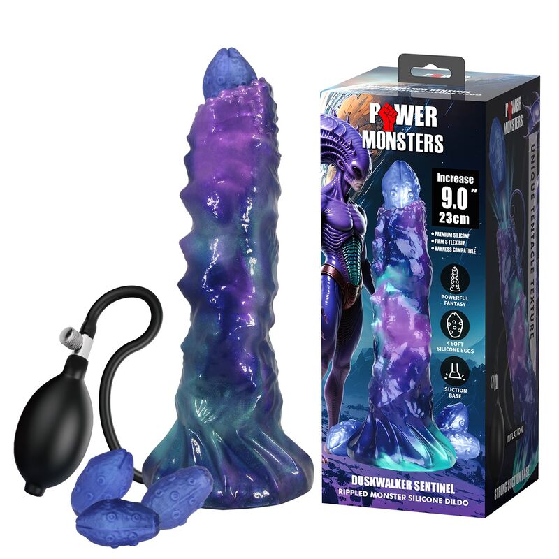 POWER MONSTERS - DUSKWALKER SENTINEL DREIFARBIGER AUFBLASBARER FANTASY-SILIKONDILDO 23 CM Ø 5 CM