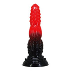 POWER MONSTERS – FEUERDRACHEN-FANTASIE-DILDO MIT SAUGNAPF 24,5 CM Ø 5,8 CM ROT & SCHWARZ