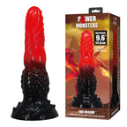 POWER MONSTERS – FEUERDRACHEN-FANTASIE-DILDO MIT SAUGNAPF 24,5 CM Ø 5,8 CM ROT & SCHWARZ