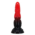POWER MONSTERS – FEUERDRACHEN-FANTASIE-DILDO MIT SAUGNAPF 24,5 CM Ø 5,8 CM ROT & SCHWARZ