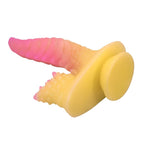POWER MONSTERS - RIPPLIED MONSTER FANTASY DILDO MIT SAUGKAPSEL 22,5 CM Ø 5,5 CM PINK & GELB