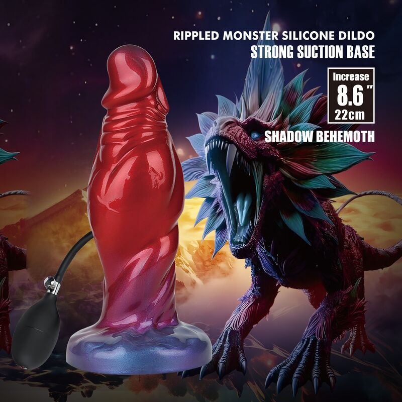 POWER MONSTERS - SHADOW BEHEMOTH ZWEIFARBIGER AUFBLASBARER FANTASIE-SILIKONDILDO 22 CM Ø 5 CM