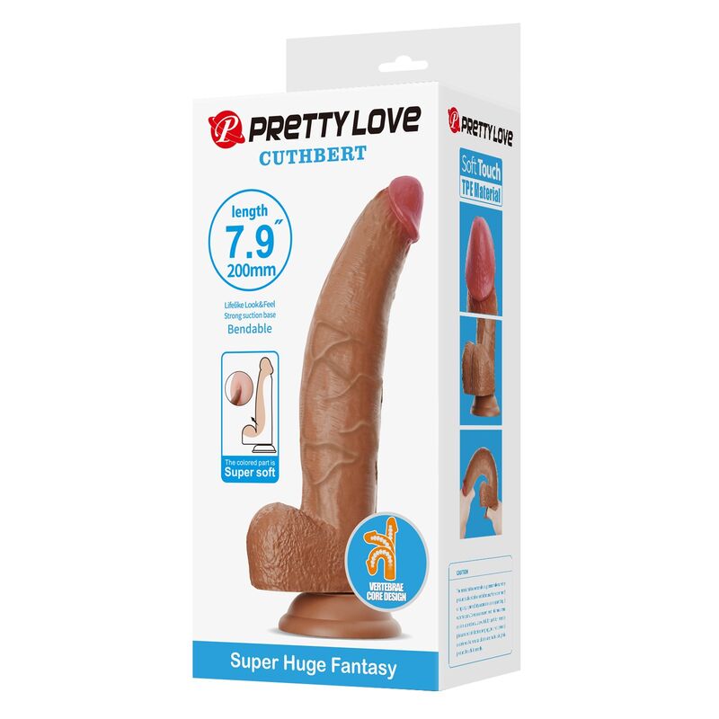 Pretty Love Cuthbert Flexibler Dildo 20 cm Ø 5 cm TPE Braun