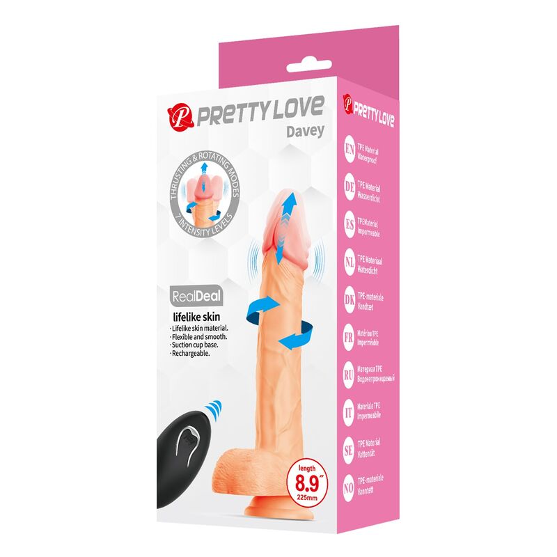Pretty Love Davey Vibrationsdildo 22,5 cm – Natur