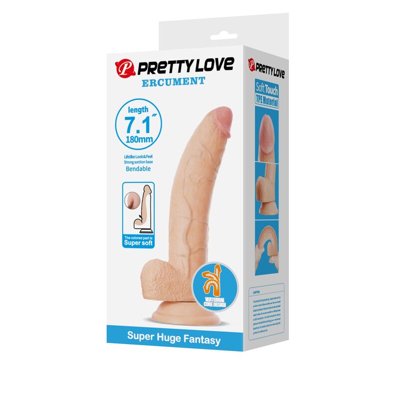 Pretty Love Ellcument Flexibler Dildo 18 cm Ø 4,5 cm TPE Natur