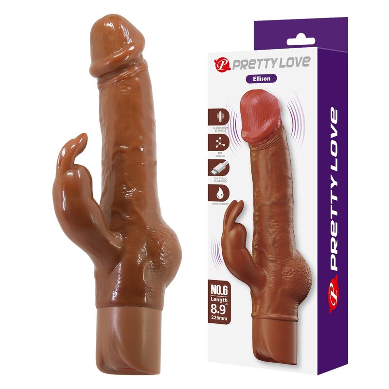 Pretty Love Ellison Rabbit-Vibrator 22,6 cm – Braun