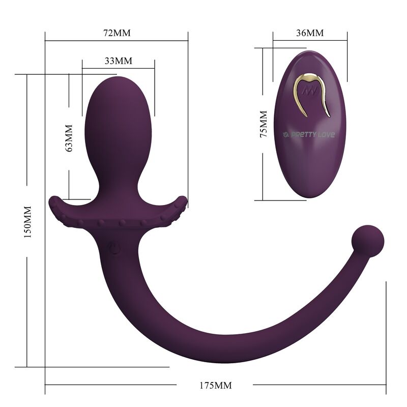 Pretty Love Lioea Vibrierender Anal Plug mit Schwanz & Fernbedienung Lila