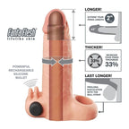 FANTASY X-TENSIONS – VIBRIERENDE, REALISTISCHE 5 CM PENISVERLÄNGERUNGSHÜLLE, BEIGE