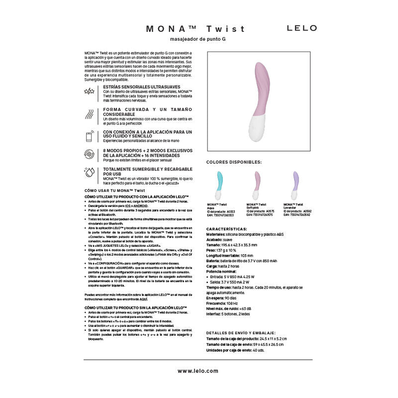 LELO - MONA TWIST WIEDERAUFLADBARER, APP-GESTEUERTER G-PUNKT-VIBRATOR LAVENDEL