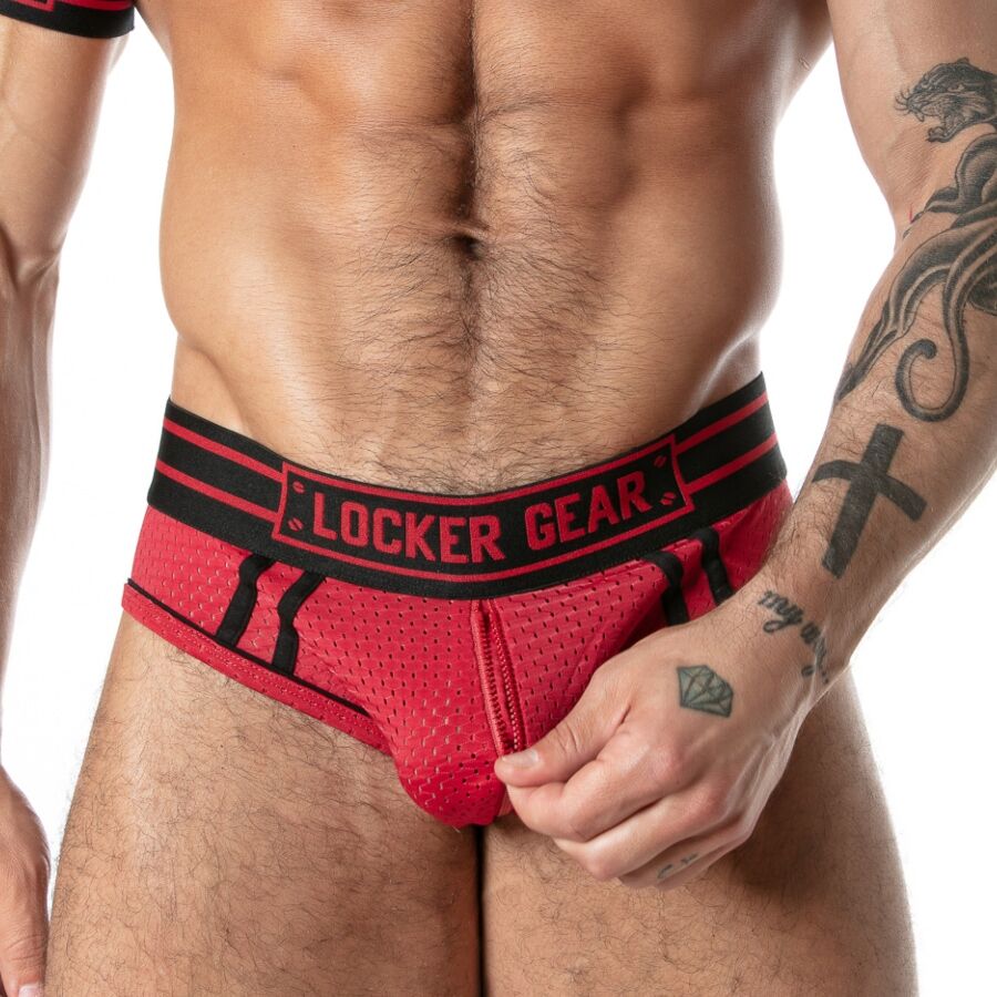 Locker Gear Sweat It Jock Brief Sport-Mesh Rot – L