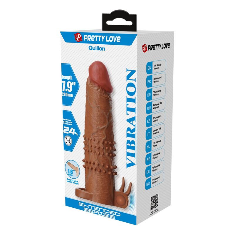 Pretty Love Quillon Vibrations-Penishülle 20 cm – Braun