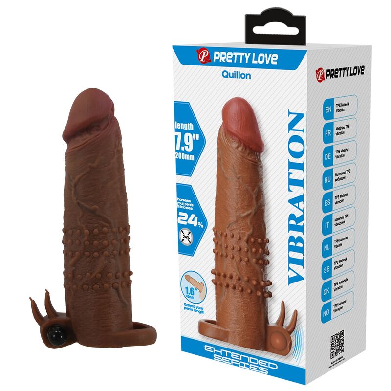 Pretty Love Quillon Vibrations-Penishülle 20 cm – Braun
