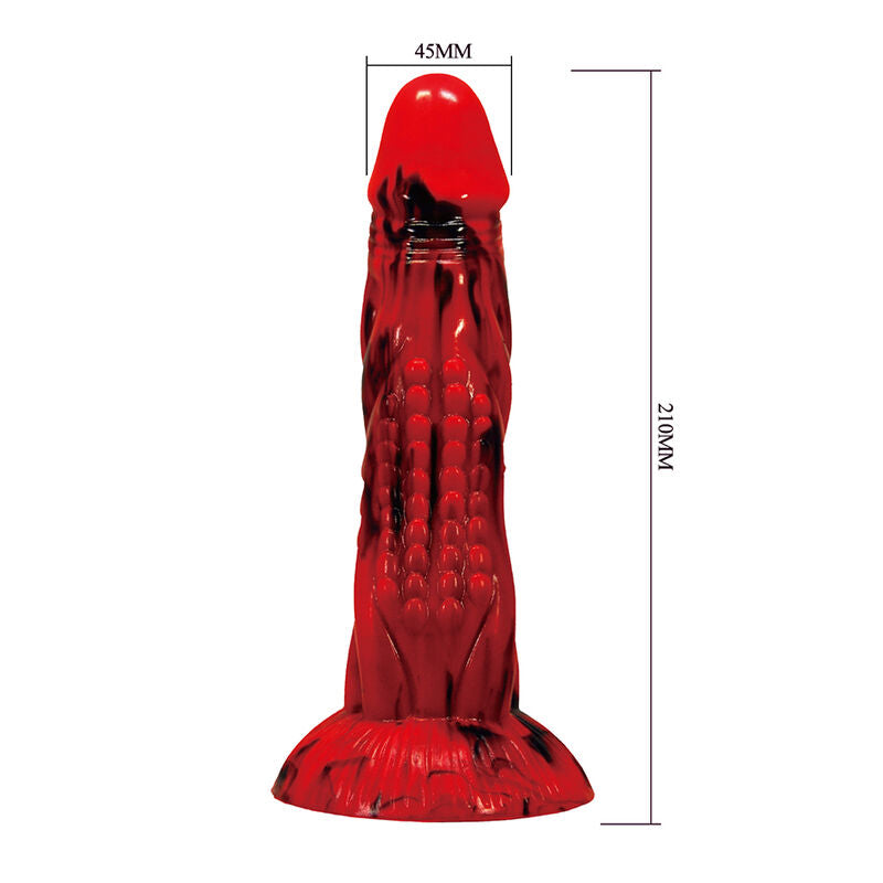 POWER MONSTERS - MINOTAUR FANTASY DILDO MIT SAUGAUFGANG 21 CM Ø 5 CM ROT & SCHWARZ
