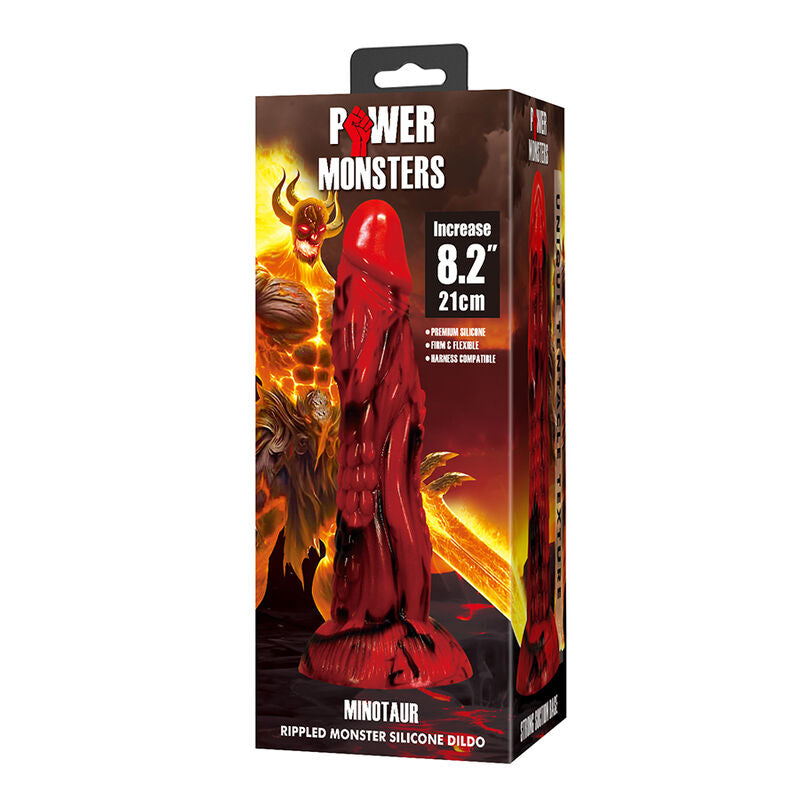 POWER MONSTERS - MINOTAUR FANTASY DILDO MIT SAUGAUFGANG 21 CM Ø 5 CM ROT & SCHWARZ