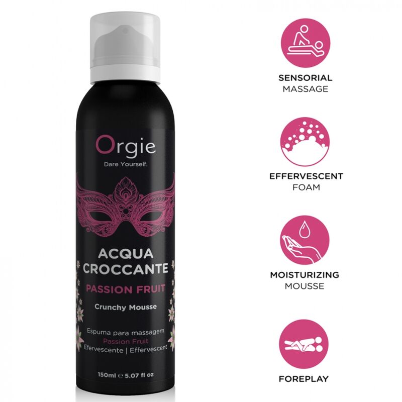 Orgie Acqua Croccante Passion Fruit – Knisternde Massagemousse, 150 ml