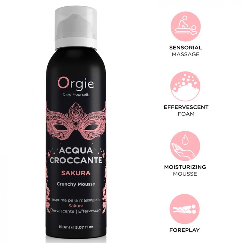 Orgie Acqua Croccante Sakura – Knisternde Massagemousse, 150 ml