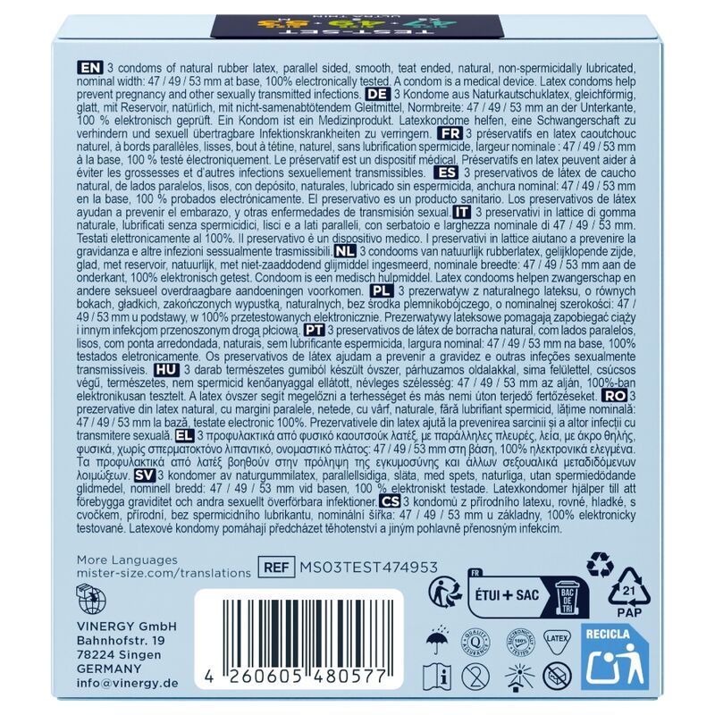 Mister Size Slim Kondom-Testpackung 47/49/53 mm – 3 Stück