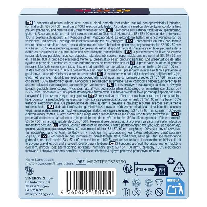 Mister Size Medium Kondom-Testpackung 53/57/60 mm – 3 Stück