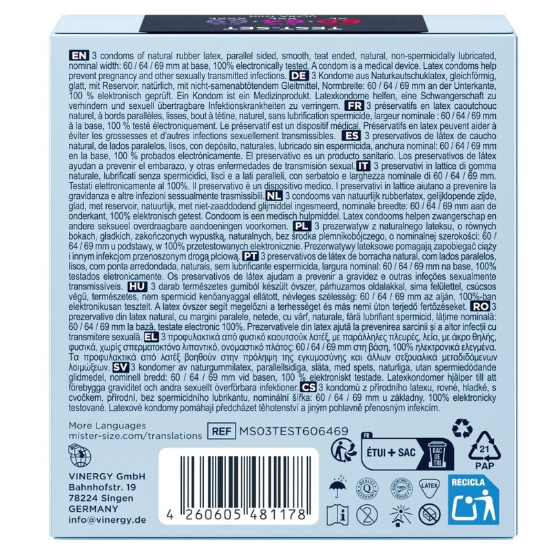Mister Size Wide Kondom-Testpackung 60/64/69 mm – 3 Stück