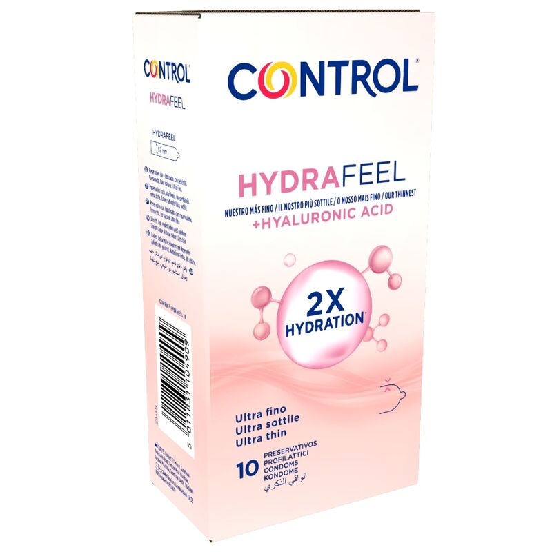 Control HydraFeel Kondome mit Hyaluronsäure – Zehnerpackung schräg von vorn