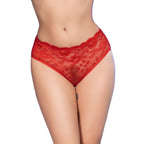 Chilirose CR4901 Spitzen-Slip ouvert 2-in-1 Rot – S