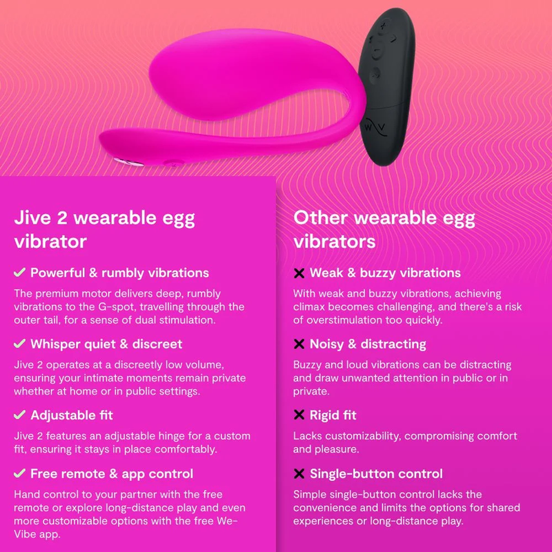 We-Vibe Jive 2 tragbares Vibro-Ei mit App & Fernbedienung – Pink