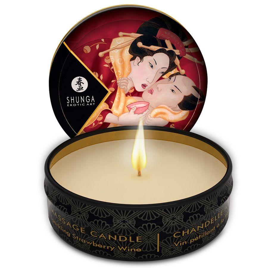 SHUNGA - MINI CARESS BY CANDELIGHT ERDBEERE UND CAVA MASSAGEKERZE 30 ML - Vanelion Paradise